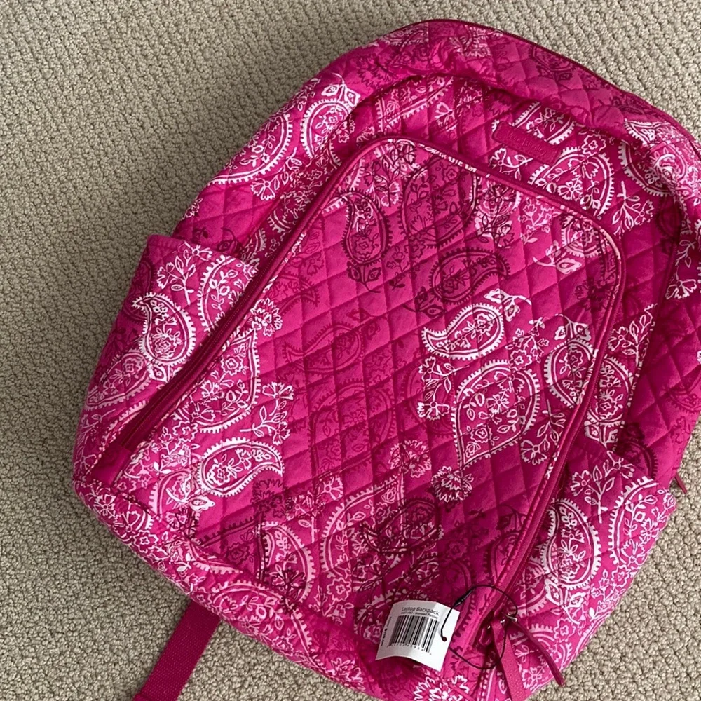 NEW Vera Bradley Pink Laptop Backpack Stamped Paisley Campus Bag Quilted NWT